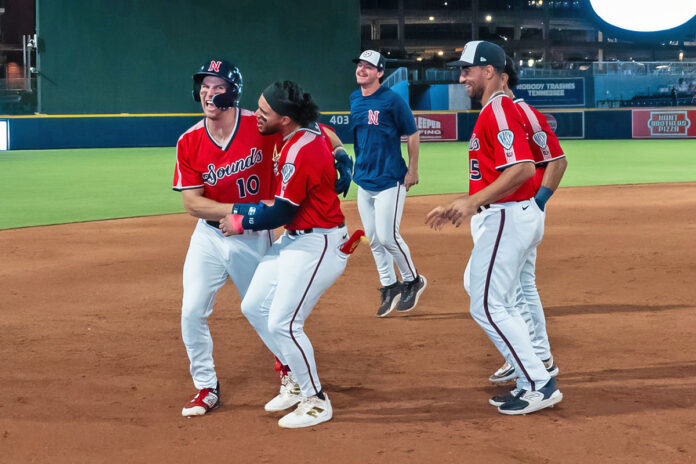 Brewer Hicklen's Walk-Off Single Lifts Nashville Sounds to 2-1 Extra-Inning Win Over Memphis Redbirds. (Nashville Sounds)