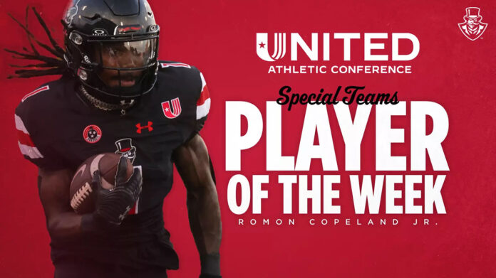 APSU Football’s Romon Copeland Jr. Named FCS National Special Teams Player of the Week. (APSU Sports Information)