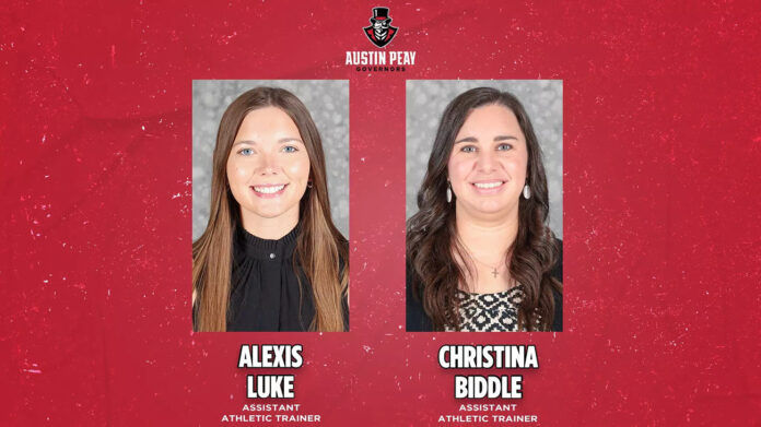 Austin Peay State University Adds Alexis Luke and Christina Biddle to Athletic Training Staff. (APSU Sports Information)