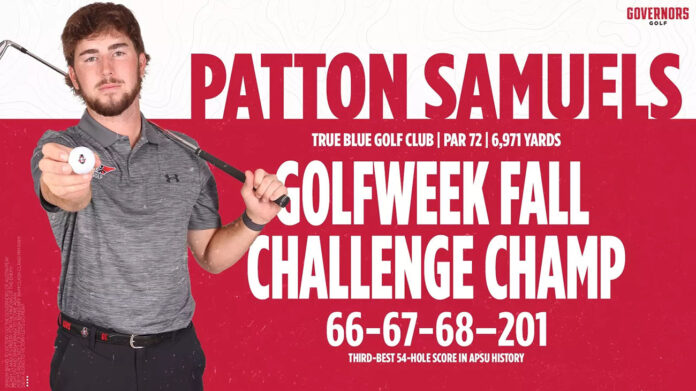 Austin Peay State University Golf's Patton Samuels’ Bogey-Free Performance Earns Him Medalist Honors at Golfweek Fall Challenge. (APSU Sports Information)
