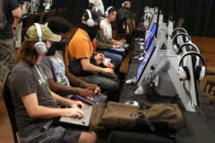 Participants competing in one of the F2Con’s Tournaments Friday night. (Mark Haynes, Clarksville Online)