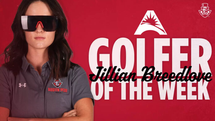 Jillian Breedlove Leads Austin Peay State University Women's Golf to Victory at The Velvet, Secures ASUN Golfer of the Week Award. (APSU Sports Information)