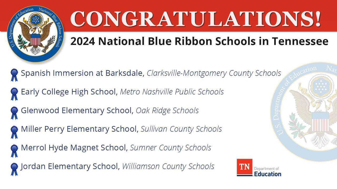 Barksdale Elementary Honored as One of Six Tennessee Schools Named 2024