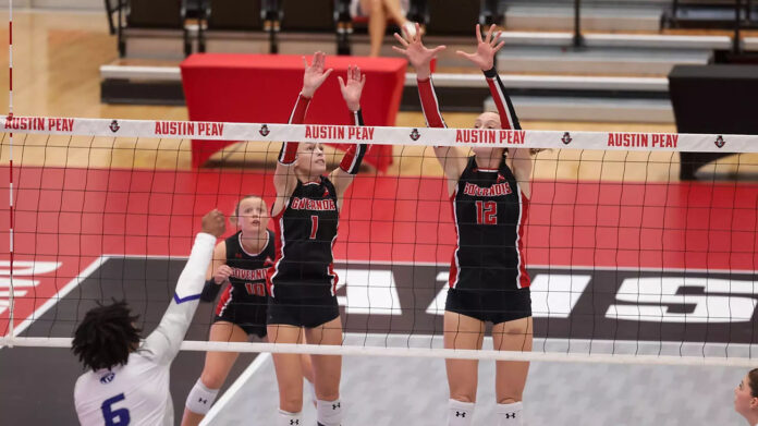 Anna Rita's Career-High Ten Blocks Not Enough as Austin Peay State University Volleyball Falls to North Florida, 3-1. (APSU Sports Information)