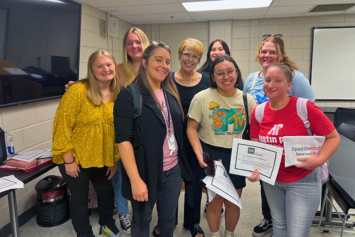 Students from Austin Peay State University’s Department of Social Work after completing Narcan training and certification. (APSU)