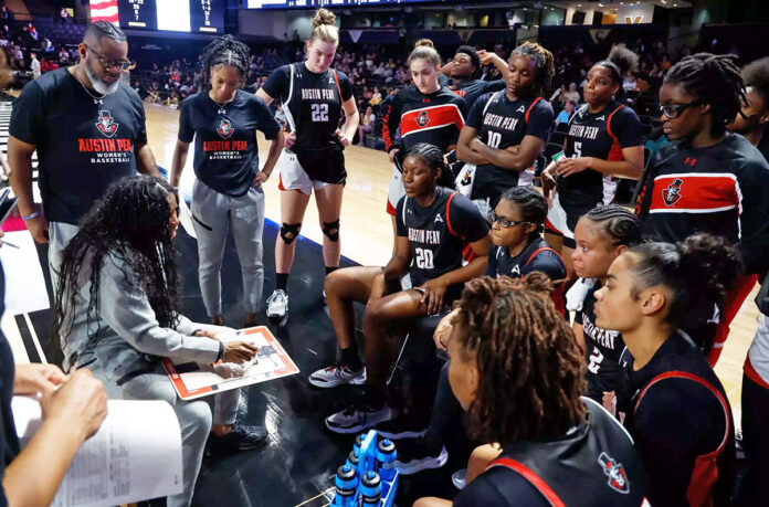 Austin Peay State University Women's Basketball Open with Strong Start but Struggle to Contain Commodores in 93-37 Defeat. (Robert Smith, APSU Sports Information)