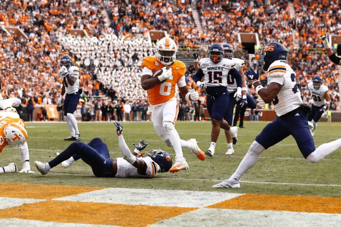 Dylan Sampson Sets Historic TD Record as Tennessee Football Dominates UTEP. (UT Athletics)