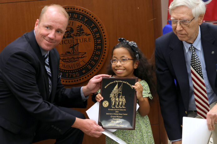 Kenwood 8th grader Ava Berry was this year's Grand Winner in the Kiwanis MIddle School Interview a Veteran Essay Contest