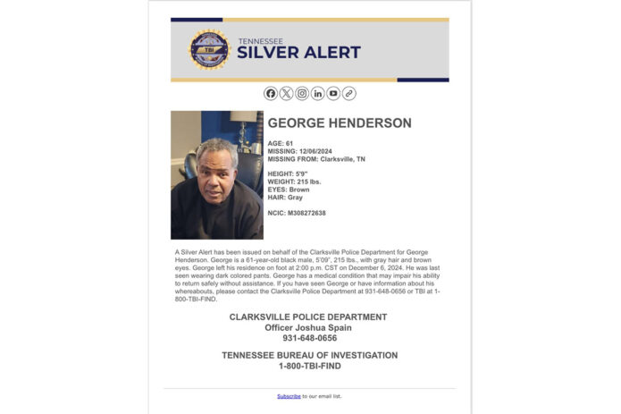 TBI Silver Alert George Henderson