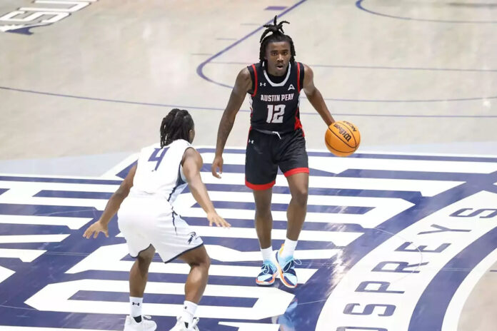 Anton Brookshire’s Career-Best 25 Points Leads Austin Peay State University Men's Basketball to Victory at North Florida. (Alex Allard, APSU Sports Information)