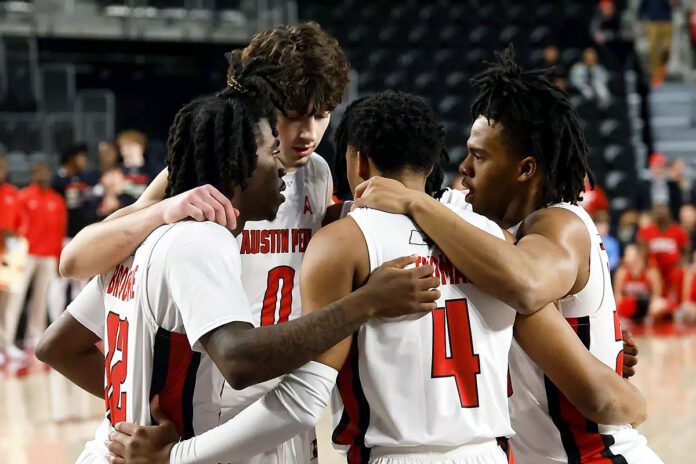 Austin Peay State University Men's Basketball's Second-Half Comeback Ends in Narrow Defeat Against Queens. (Robert Smith, APSU Sports Information)