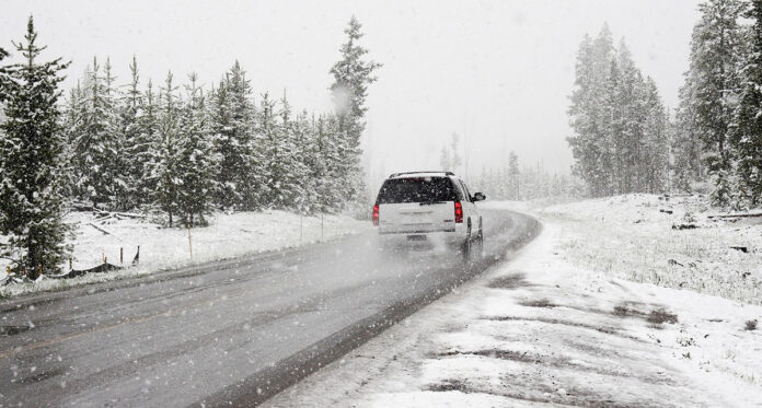 SUV driving in the Snow