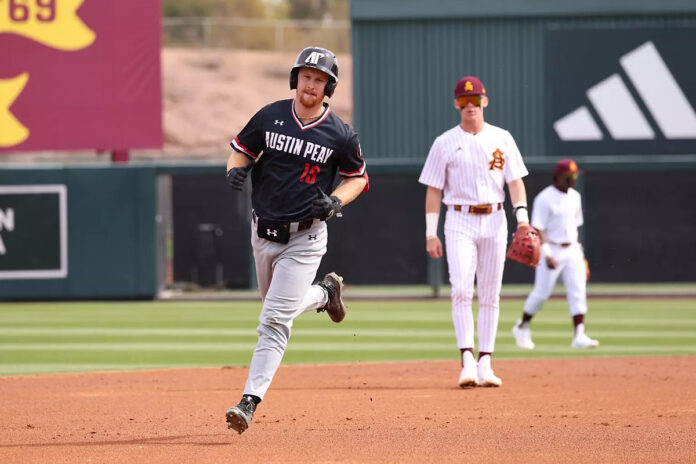 Austin Peay State University Baseball's Offense Shines Early but Falls to Arizona State late. (Casey Crigger, APSU Sports Information)