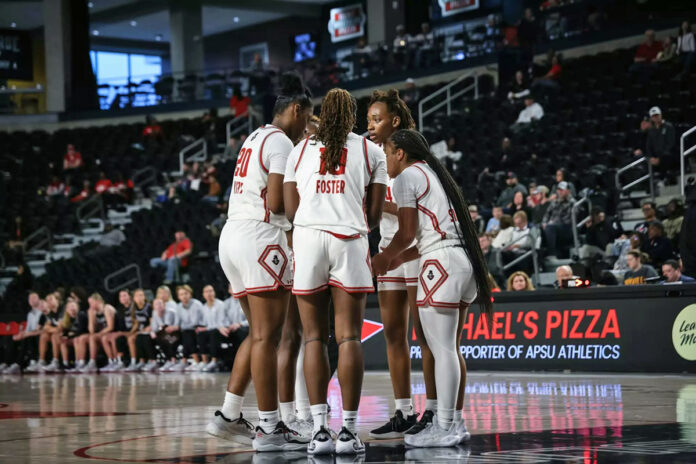 Austin Peay State University Women's Basketball Fights Back but Can’t Overcome Early Deficit in 65-59 Loss to Lipscomb at F&M Bank Arena. (APSU Sports Information)