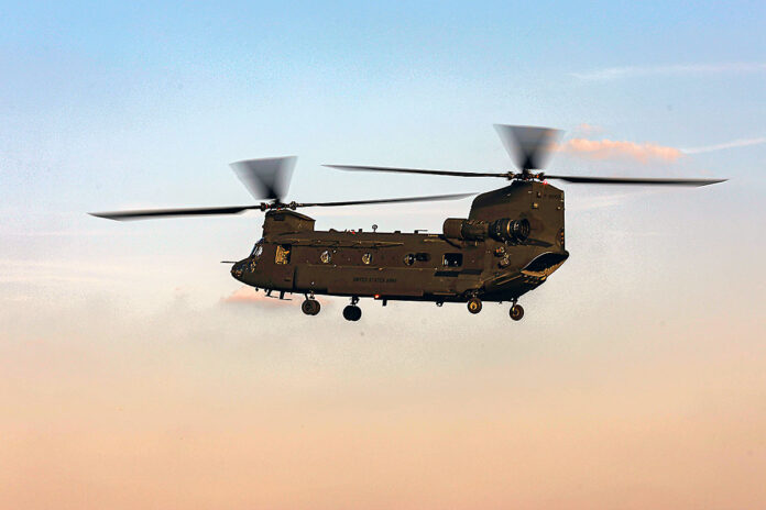 101st Combat Aviation Brigade Soldiers conduct test flights of the Block II CH-47F at Fort Campbell, KY. (Sgt. Matthew Wantroba, 40th Public Affairs Detachment)