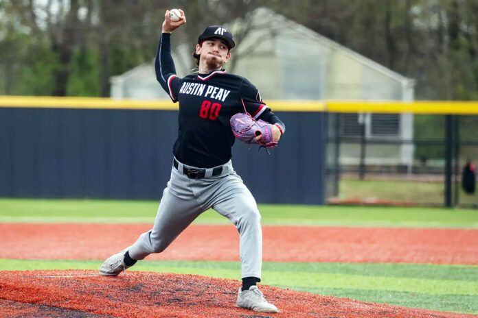 Lyndon Glidewell Shines as Austin Peay State University Baseball Complete Series Sweep of Central Arkansas. (Preston Ludwick, APSU Sports Information)