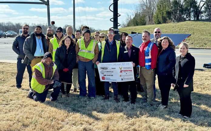Dr. William Barbour of Vanderbilt University presented LIDAR technology to Austin Peay State University and Clarksville Street Department officials at the Warfield Boulevard and Rossview Road intersection. The project aims to enhance traffic safety through data collection and analysis. (APSU)