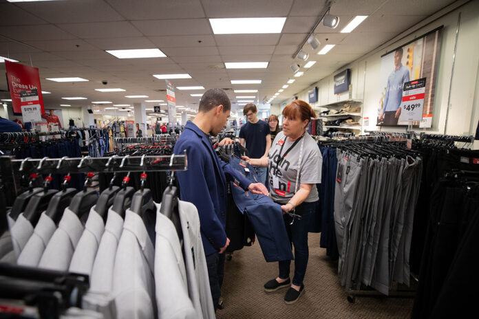 Members of the Austin Peay State University community shop for professional attire during the third annual JCPenney Suit-Up event on March 24th, 2024. (Sean McCully, APSU)
