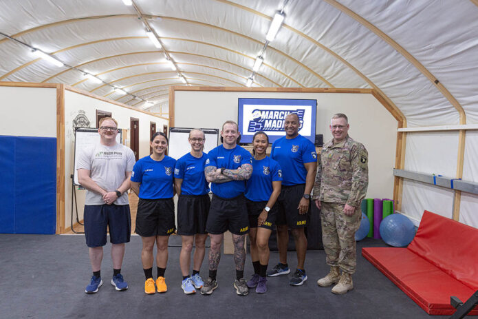 U.S. Army Soldiers assigned to the Task Force Pegasus Holistic Health and Fitness (H2F) team host a fitness competition on Mar. 19, 2025. The H2F program empowers Soldiers to take charge of their health, fitness, and well-being to optimize individual performance while preventing injury and disease. (U.S. Army photo by Capt. Andrew Lightsey IV) 