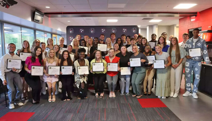Austin Peay State University Celebrates First Induction Class into Chi Alpha Sigma Honor Society. (Karley Livingston, APSU Sports Information)