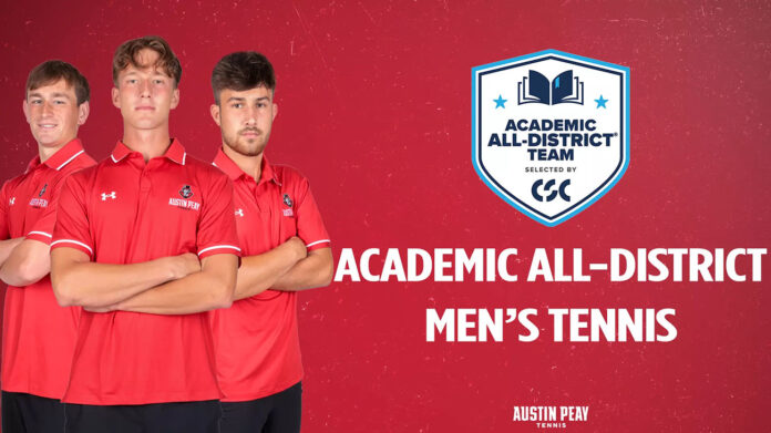 Austin Peay State University Men’s Tennis Stars Recognized Nationally for Academic Achievement. (APSU Sports Information)