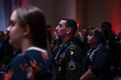 U.S. Army Soldiers and Veterans come together to pay respect to the fallen at Hopkinsville, KY, May 15th, 2025. The 101st Airborne Division (Air Assault) hosted a dinner for veterans who were assigned to 3rd Brigade, 101st Airborne Division. They held a ceremony for Rakkasans that had fallen in combat. (Pfc. Richard Ortiz, 40th Public Affairs Detachment)