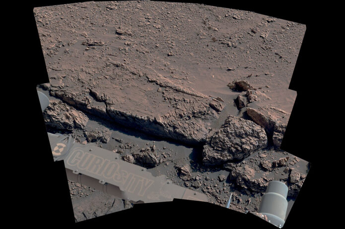 NASA’s Curiosity Mars rover viewed this low ridge, which looks a bit like a crumbling curb, on May 16. Scientists think the hardened edges of such ridges — part of the boxwork region the rover is exploring — may have been formed by ancient groundwater. (NASA/JPL-Caltech/MSSS)