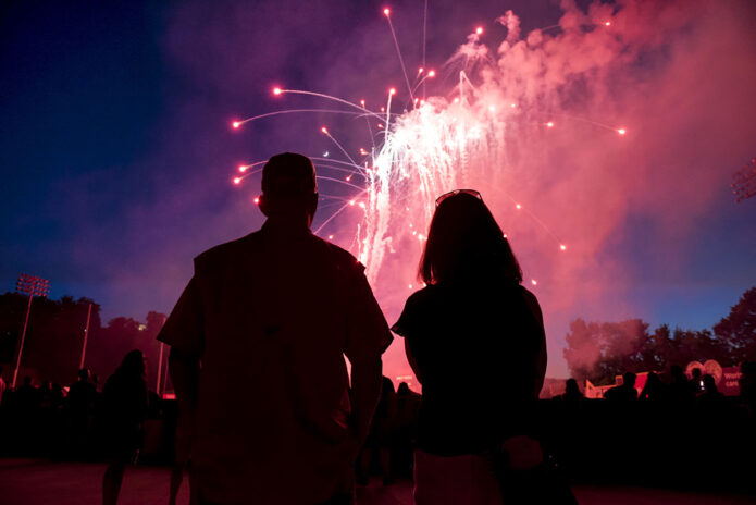 Fireworks at a Chattanooga Lookouts game in Chattanooga, Tennessee.