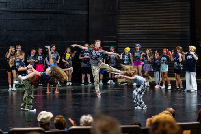 Students at Austin Peay State University’s CSA Summer Arts Camp perform a choreographed dance on stage in the Trahern Theatre. (Khatir Stewart, APSU)