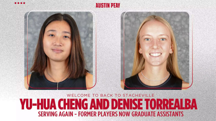 Former Austin Peay State University Govs Yu-Hau Cheng and Denise Torrealba Return to APSU Women's Tennis. (APSU Sports Information)