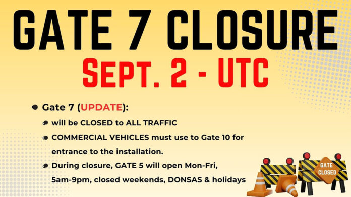 Fort Campbell to Close Gate 7 on September 2nd for Repairs and Flood Prevention Work