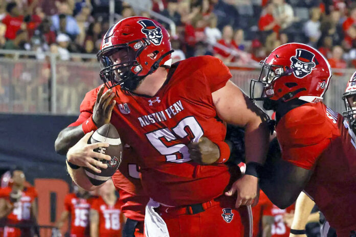 Austin Peay State University Crushes Morehead State by 49 Points Behind Powerful Ground Game. (Carder Tipler, APSU Sports Information)