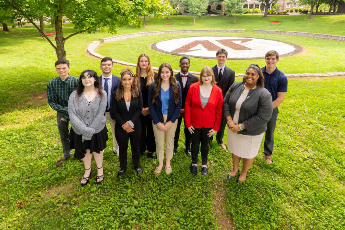 From the left, front row, are Sophie Sutton, Destiny Griffin, Lily Skau, Teanna Albin and Tamar Williams. From the left, back row, are Andrew Schramkowski, Aziz Abdukayumov, Alyson Cooper, Joshua Martin, Isaac Billeter and Kade Tjaarda. (APSU)