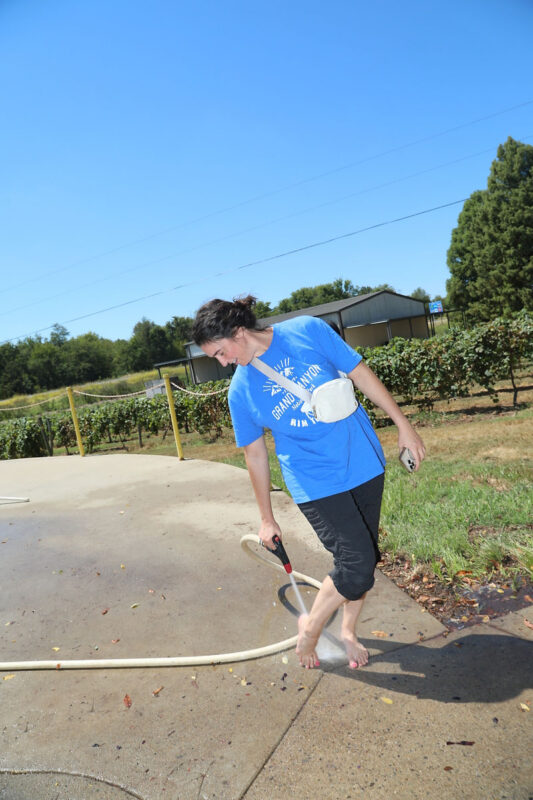 Lauren Smulcer – it felt gross, very squishy, wet and cold especially when the grapes get stuck between you toes Lauren Smulcer – it felt gross, very squishy, wet and cold especially when the grapes get stuck between you toes