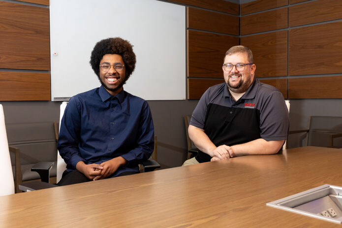 Kameron and Matthew Kilpatrick, student success coordinator for the Austin Peay State University College of Business. (Sean McCully, APSU)