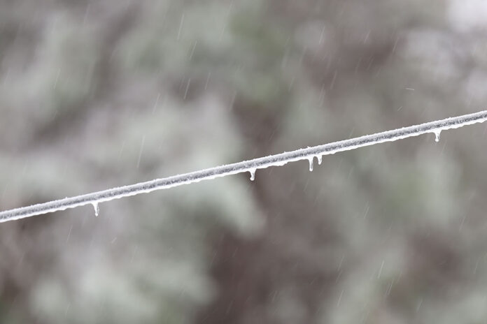 Ice on A Power Line. (Mark Haynes, Clarksville Online)