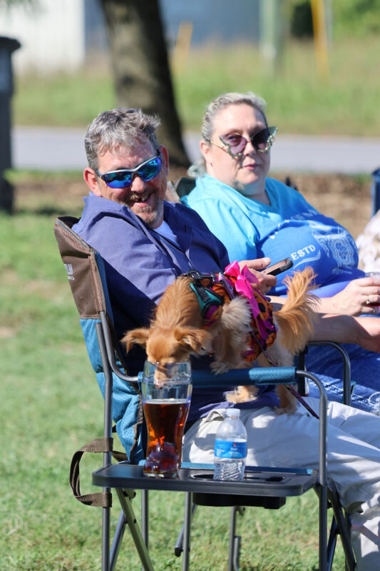 Jonah, Ashley and Pooter Gillia enjoying a beer at Oktoberfest