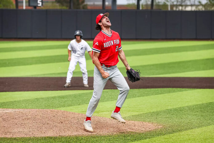 Austin Peay State University Baseball's Gavin Alveti, Jackson Hohensee, Kade Shatwell Earn Spots on 2026 NCBWA Stopper of the Year Watch List. (Preston Ludwick, APSU Sports Information)