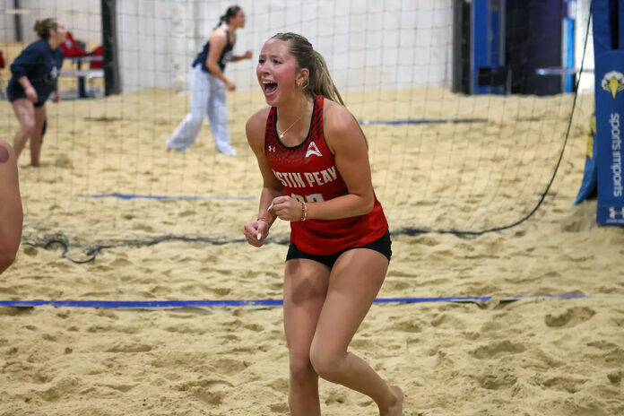 Austin Peay State University Beach Volleyball Rallies Past Morehead State, Fall to Eastern Kentucky on Opening Day. (Knox Rives, APSU Sports Information)