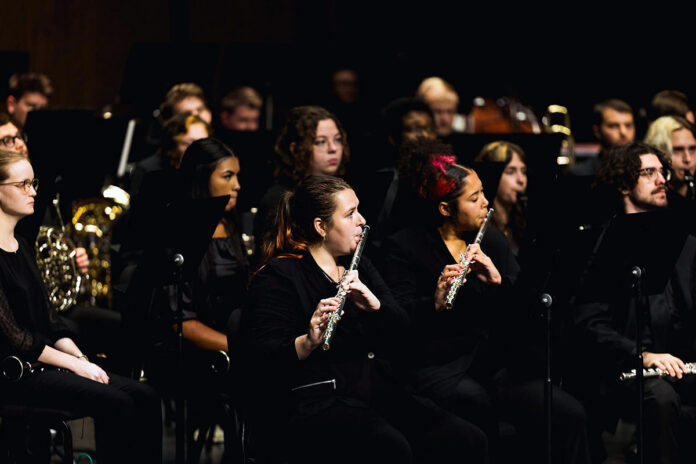 Winners of Austin Peay State University’s Concerto & Aria Competition have the opportunity to be featured as soloists alongside large instrumental groups like the Wind Ensemble, pictured performing during the Fall 2024 semester. (Ralph Acosta, APSU)