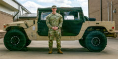 U.S. Army Spc. Hunter Wade, an infantryman assigned to the 101st Airborne Division (Air Assault) stands with his newly pinned Air Assault Badge after graduating air assault school at Fort Campbell, KY, March 3rd, 2026. (Staff Sgt. Raymond Valdez)