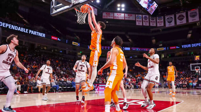 Tennessee Men’s Basketball Finishes Regular-Season Road Schedule with 19-Point Victory at South Carolina. (UT Athletics)