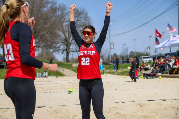 Austin Peay State University Beach Volleyball Tops Tusculum, Spring Hill in Florence Matches. (Knox Rives, APSU Sports Information)