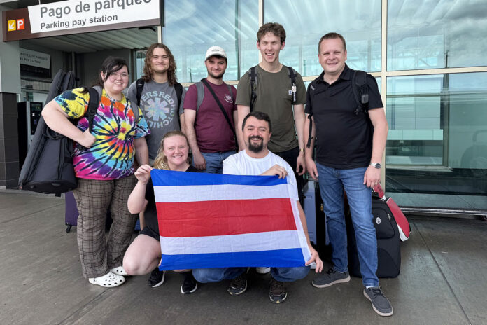 The Aurum Sonor Brass Quintet members with Dr. Rob Waugh and Austin Peay State University alum Ariel Mendez. Back row, from left: Savanna Watson, Zack Marhover, Dylan Thompson, Jed Edmondson, Waugh. Front row, from left: Emily Sholar, Mendez. (Contributed photo)