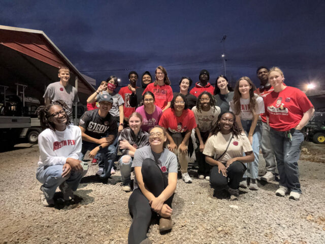 The Austin Peay State University Recycling Team during Fall 2025. The group consists of student volunteers and collects aluminum cans and plastic bottles from the stands after home football games. (Contributed photo)