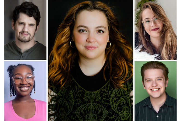 Kelly Brosnan (center), Andrew Bower (top left), Chloe LaMar (top right), Destiny Neal (bottom left) and Levi O'Dell (bottom right) star in 'Junie B.'s Essential Survival Guide to School' at the Roxy Regional Theatre, March 27th - March 29th