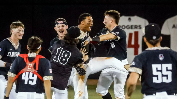 Ray Velazquez Delivers Two-Run Double as Austin Peay State University Baseball Defeats Tennessee Tech in Seven. (Robert Smith, APSU Sports Information)