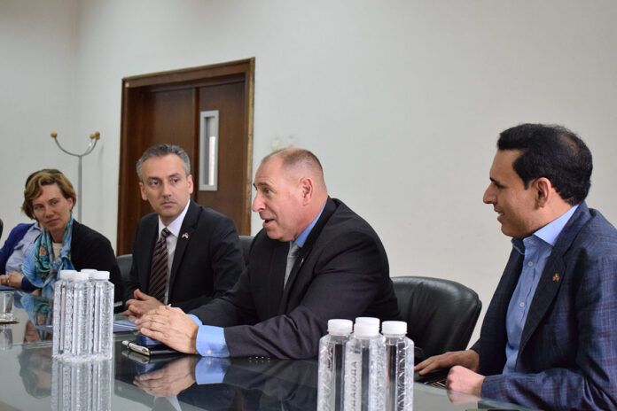 From left: U.S. Embassy Belgrade Cultural Attaché Madelyn Mahon, U.S. Embassy Belgrade Chargé d'Affaires Alexander Titolo, INSMS Director Dr. Rich Mifsud, and APSU INSMS Assistant Professor Dr. Rudy B. Baker.