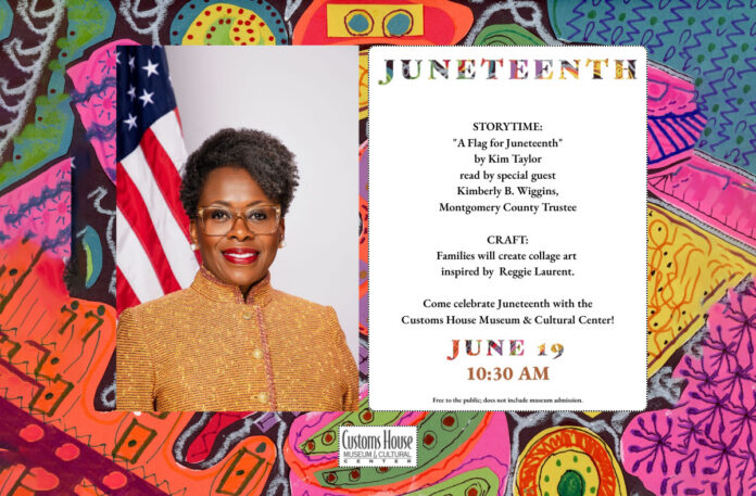 Special guest Kimberly B. Wiggins, Montgomery County Trustee, will read the children's book A Flag for Juneteenth by author and illustrator Kim Taylor.