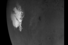 This is the highest-resolution view of the water ice-rich south polar cap of Mars captured by NASA’s Psyche mission after it made its close approach with the planet for a gravity assist. The cap is more than 430 miles (700 kilometers) across. (NASA/JPL-Caltech/ASU)